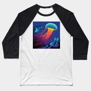 Blue, Pink and Yellow Jellyfish Swimming Underwater in the Ocean Baseball T-Shirt